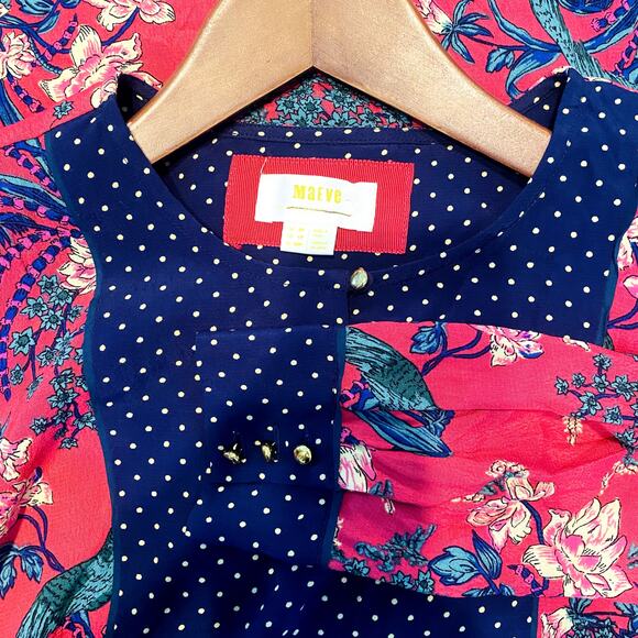 Maeve Floral Tunic Dress 3/4 Sleeve Keyhole Casual Spring Pink Blue - 4P - Picture 4 of 4